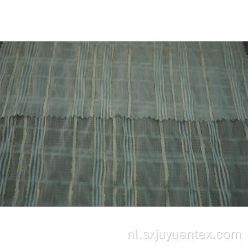 Polyester chiffon crinkle gouden lurex streep dobby stof